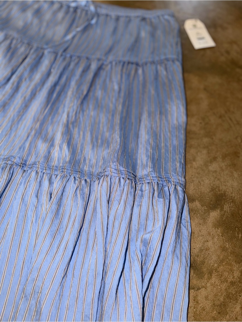 NWT Time and Tru Blue Stripe Tiered Midi Skirt XL 16-18 Boho - Picture 10 of 10